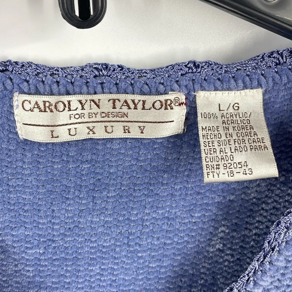 Vintage Carolyn Taylor Embroidered Floral Knit Sweater Size Large